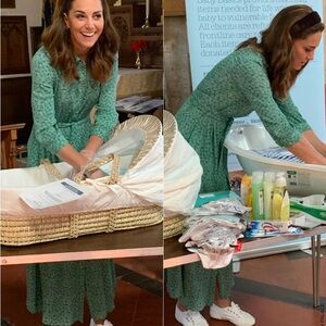 NWT Boden Green Purple Long Sleeve Belted Midi Dress 10R